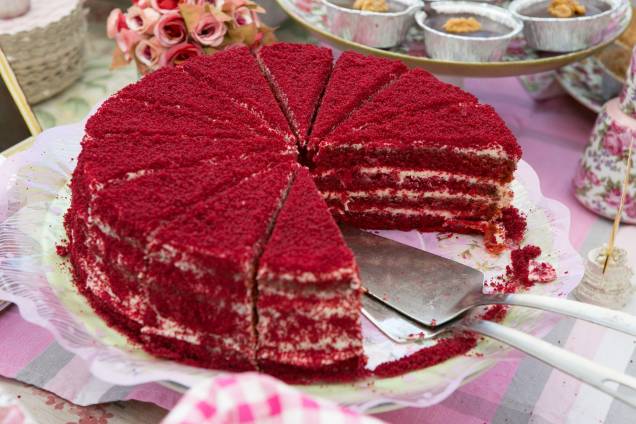 Festival Gourmet: bolo vermelho com recheio à base de cream cheese servido na edição anterior Festival Gourmet: bolo vermelho com recheio à base de cream cheese servido na edição anterior