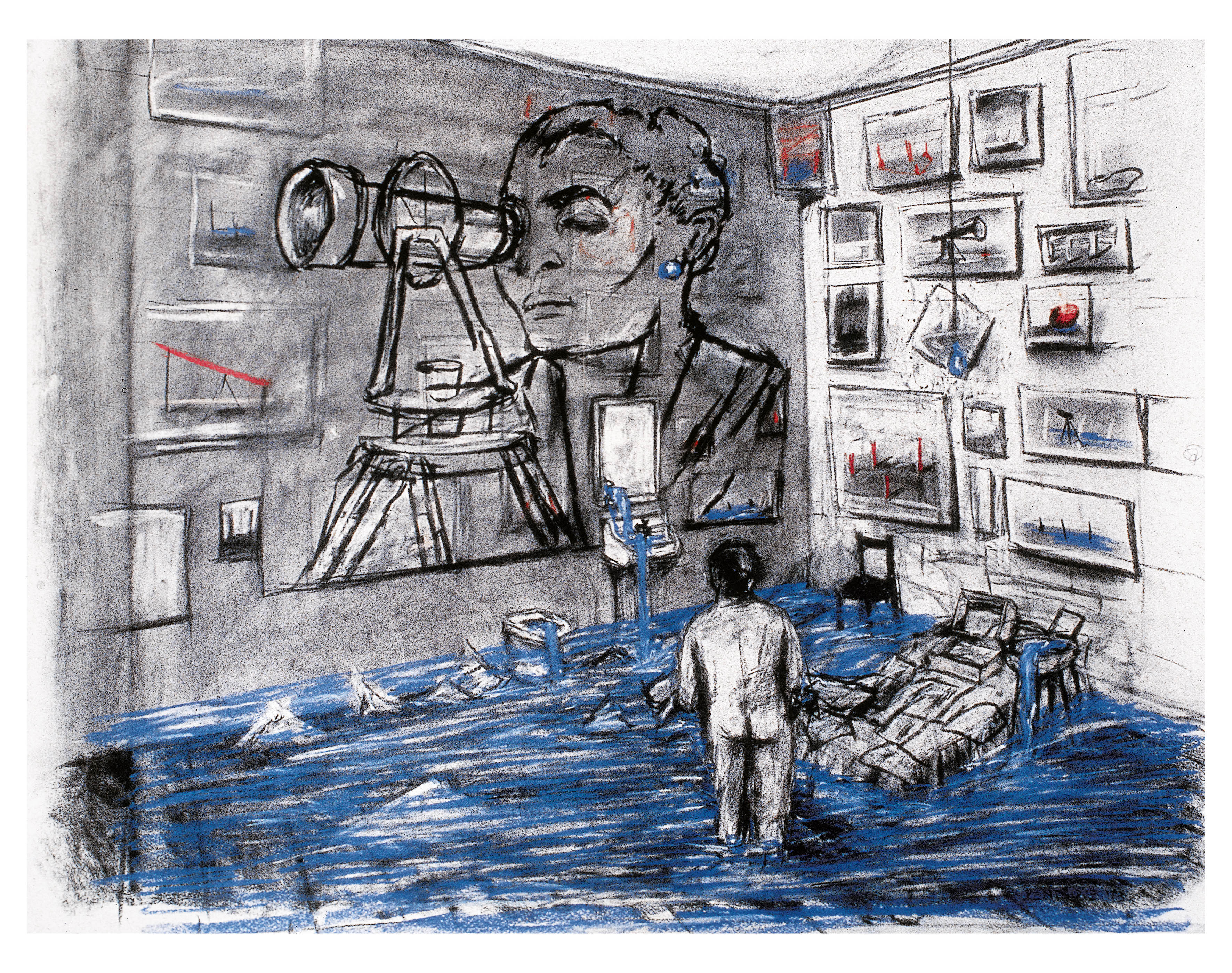 Desenho de esboço para o vídeo Felix no Exílio: flmes artesanais