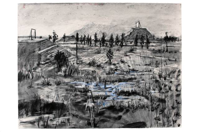 Desenho para o filme Other Faces (Outras faces), 2011, carvão e lápis de cor sobre papel, 80 x 140 cm, William Kentridge