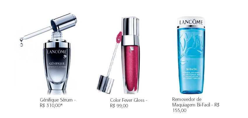 Linhas de tratamento e maquiagem Lâncome com desconto na rede de perfumarias Opaque