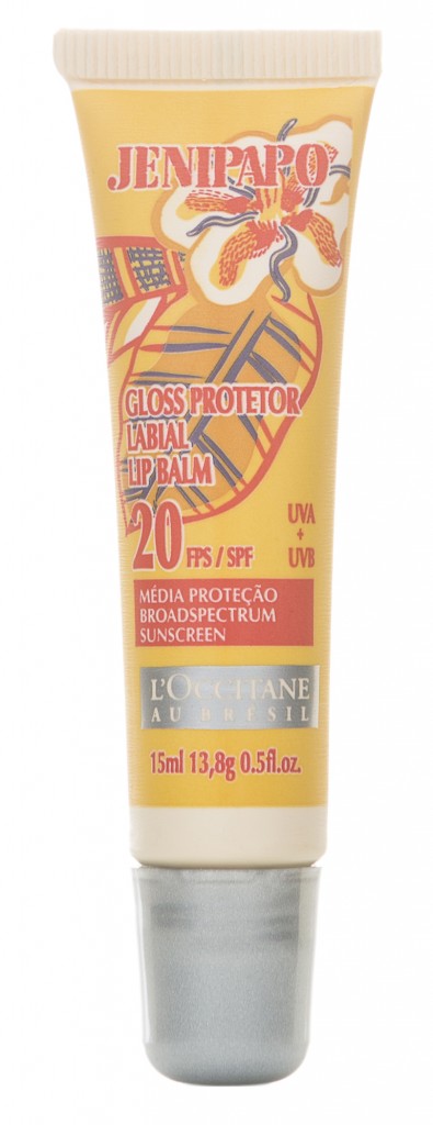 Gloss Protetor Labial, da L'ocitane. Possui FPS20. Com óleos vegetais na fórmula, ajuda a proteger os lábios contra os efeitos nocivos do sol, enquanto hidrata e proporciona um acabamento de alto brilho. Preço sugerido: R$ 25. SAC: 0800-171272