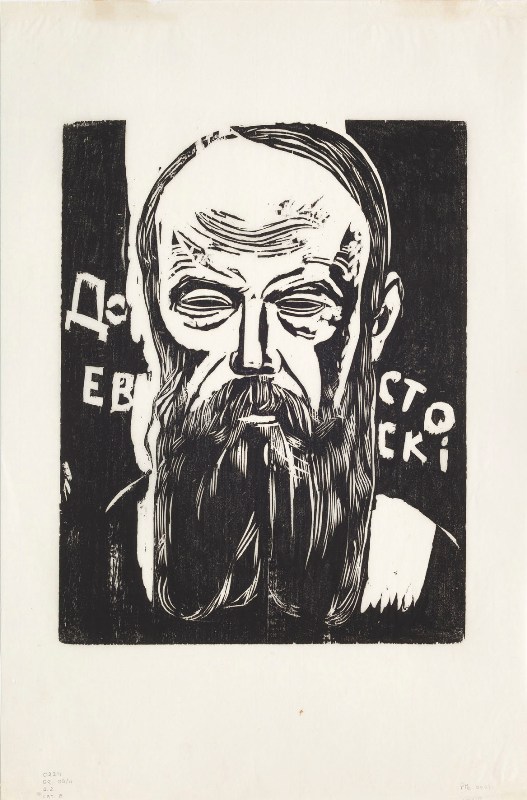 Dostoiévski, c. 1927. Xilogravura sobre papel. de Lasar Segall (1891-1957)