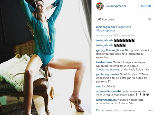 Luciana Gimenez publica foto ousada em rede social e é criticada por seguidores