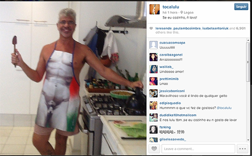 Lulu Santos publica foto na internet com um avental que não veremos no The Voice Brasil