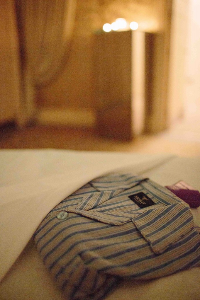 Detalhe do pijama listrado em algodão aquecido (Foto: Divulgação)