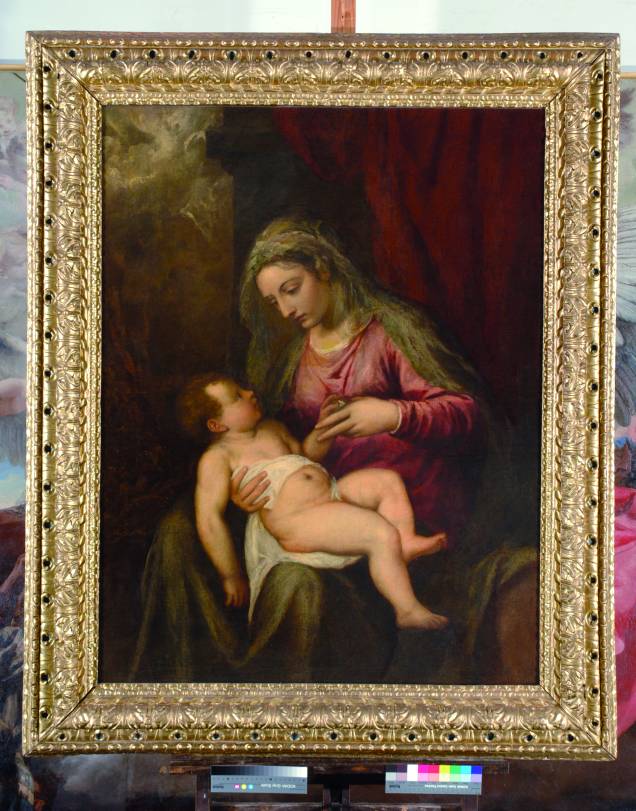 Ticiano: Madonna con bambino (Albertini), [Virgem com Menino (Albertini)], 1560-1565, óleo sobre tela