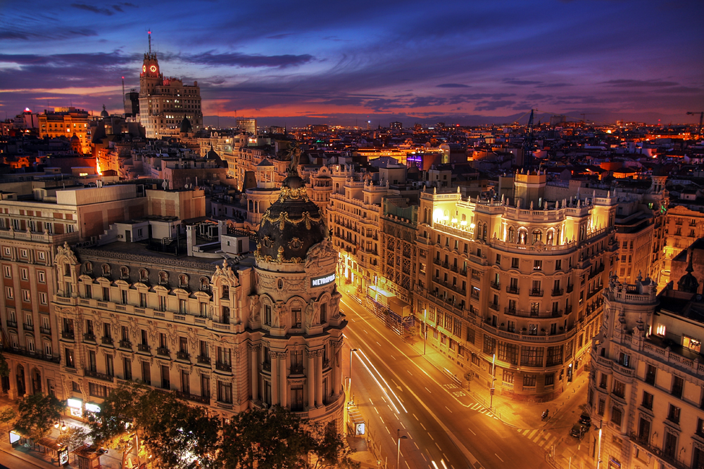 A Gran Via, em Madri: passagens para a capital espanhola por inacreditáveis US$ 650 com a estreante Air Europa