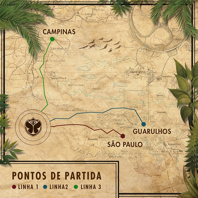 Mapa das linhas de transfer (imagem: reprodução/Tomorrowland Brasil)