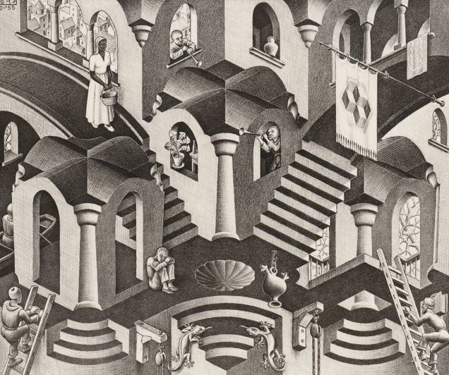 A litografia Côncavo e Convexo (1955): representação de construções impossíveis