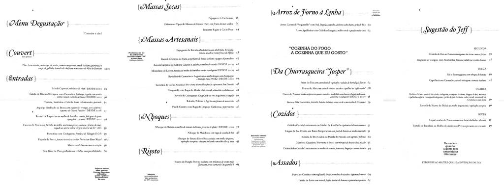 Cardápios do Attimo