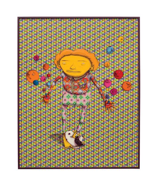 Outro trabalho lúdico da exposição é <em>Meus Pé Estão Flutuando</em>
