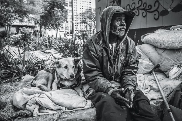 Moradores de rua e seus cães