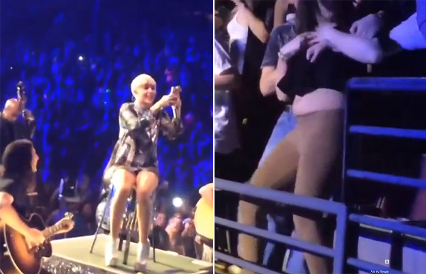 Miley Cyrus grava briga de fãs durante show e se diverte; assista