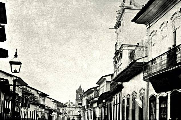 Rua do Rosário (atual Rua 15 de Novembro), no Centro, em registro de 1862: agradável passeio pela história