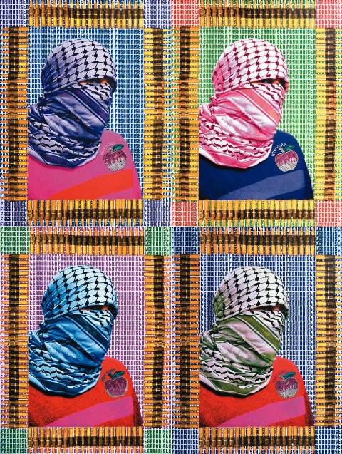 Fashionista Terrorista, colagem da palestina Laila Shawa: abordagem sarcástica