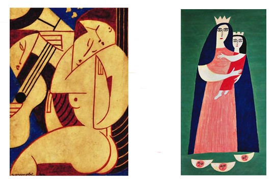 Aquarela, de Antonio Gomide, e Madona, de Volpi Aquarela, de Antonio Gomide, e Madona, de Volpi