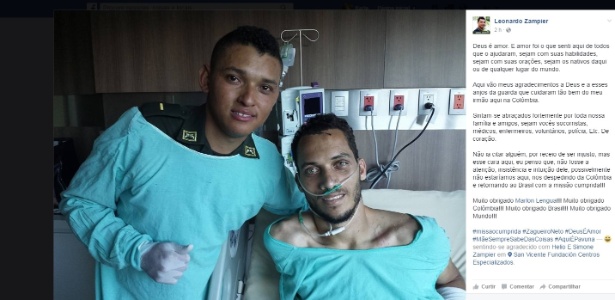 Neto posa para foto ao lado de homem que o resgatou após acidente