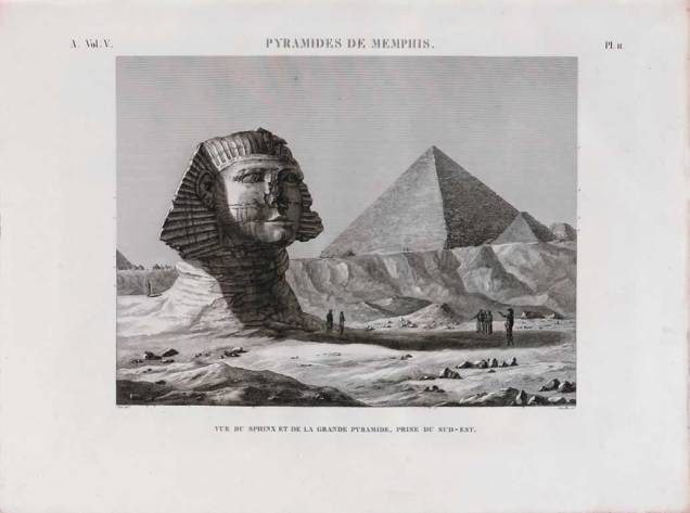 Gravura de pirâmides de Mênfis registrada em livro: tesouro Gravura de pirâmides de Mênfis registrada em livro: tesouro