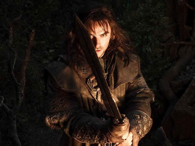 O ator Aidan Turner em O Hobbit - Uma Jornada Inesperada: aventura épica de Peter Jackson
