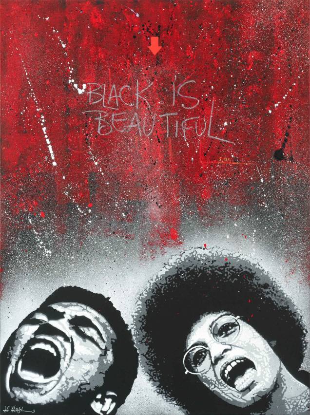 A obra do francês Jef Aerosol: retratos do pugilista Muhammad Ali e da ativista Angela Davis com pegada de pop art