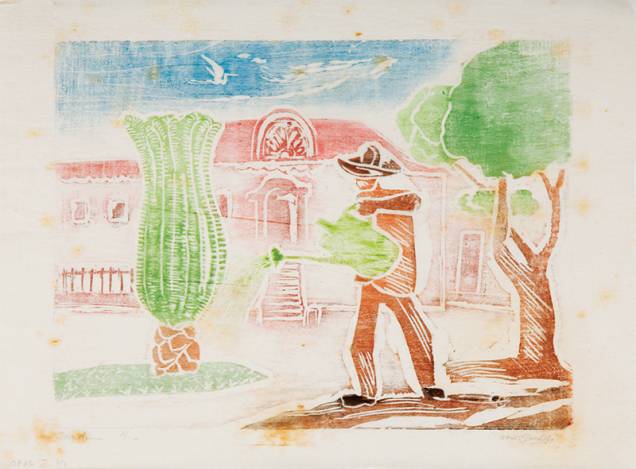 Jardineiro, de 1950: em imagem quase idílica, o artista realiza experimentos com cores