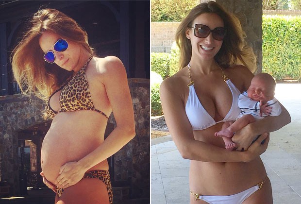 A blogueira fitness Samantha Busch americana também surgiu com a barriga lisa uma semana depois de seu parto ( Foto: Reprodução Instagram)