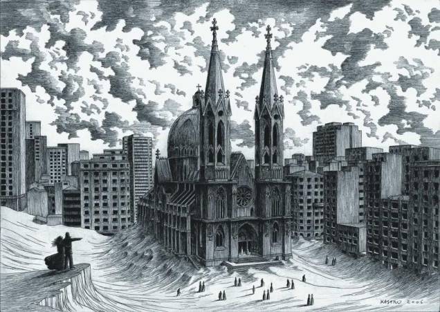 A Catedral II (2006), de Pedro de Kastro: o artista português exibe desenhos de nanquim sobre papel