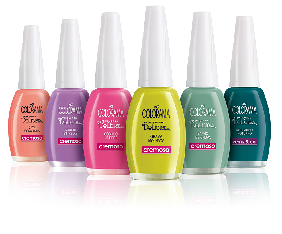 A Colorama apresenta sua coleção de verão intitulada 'Pequenas Delícias'. Com cinco cores cremosas e uma com brilho verniz. Preço sugerido: R$ 3,99