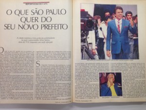 As duas primeiras páginas da reportagem, com foto do apresentador e do então prefeito Jânio Quadros