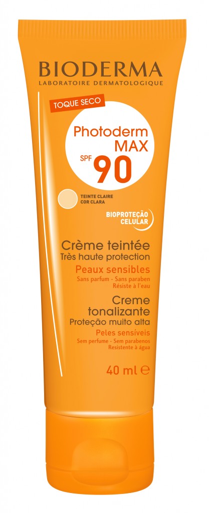 Photoderm Max FPS 90. Protetor facial com cor, sem perfume, resistente à água e com toque seco. Tons: Neutro, Tinto e Tinto Claro. Preço sugerido: R$ 74,90 / 40mL (Foto: Divulgação)