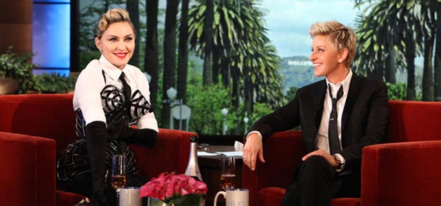 Madonna e Ellen DeGeneres gravam clipe divertido no banheiro