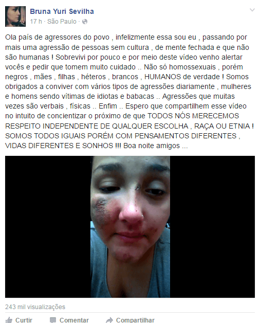 Post agressão Bruna