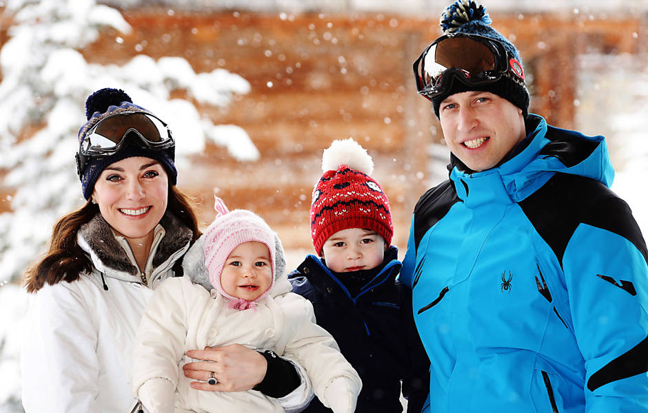 A família real durante férias nos Alpes em março
