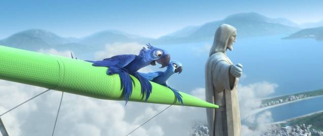 Cenário brasileiro: Blu é enviado para o Rio de Janeiro, onde conhece Jade, uma arara azul fêmea