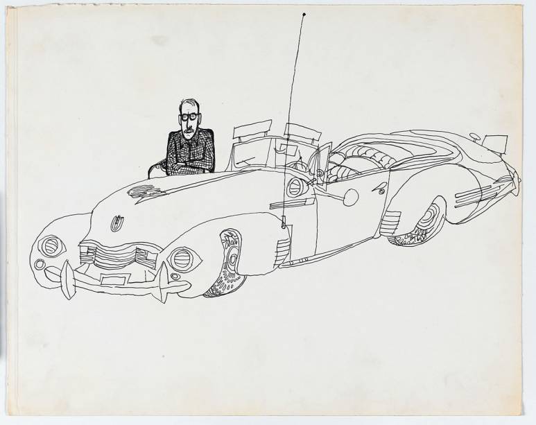 Autorretrato assinado por Saul Steinberg em 1947