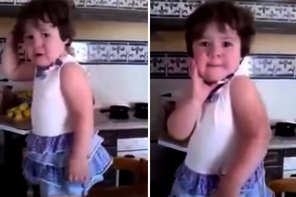 Garotinha para de chorar e faz pose ao perceber que está sendo filmada em vídeo divertido