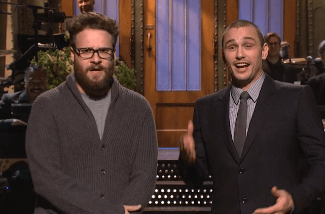 Os atores foram ao programa Saturday Night Live para falar do ataque dos hackers 