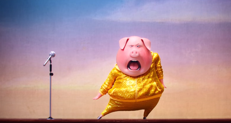 Um porco é um dos cantores de SING 