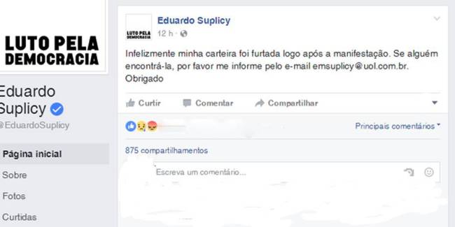 suplicy carteira roubada