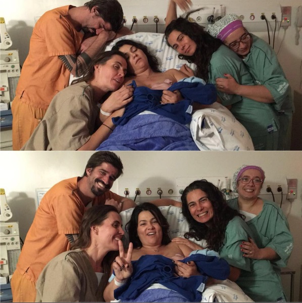 Suzana no hospital, com marido e filho: parto humanizado (Foto: Reprodução/Instagram)