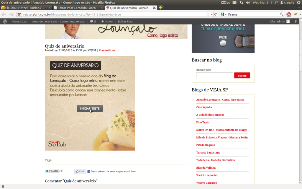 Quiz de aniversário do Blog do Lorençato