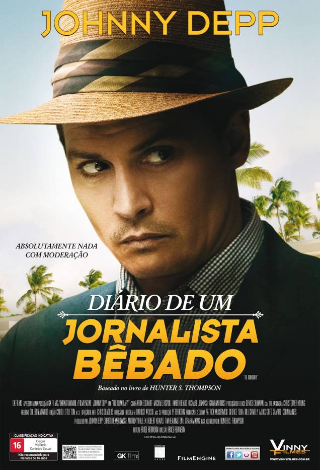 Diário de um jornalista bêbado: pôster do filme protagonizado por Johnny Depp