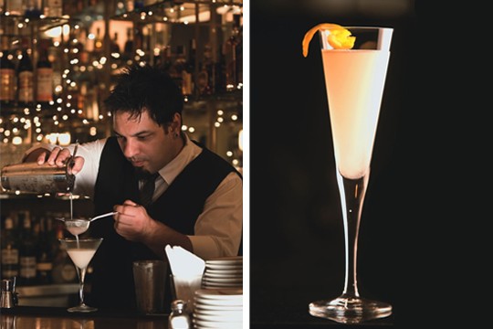 O barman Vasconcellos e, ao lado, o drinque sgroppino: apresentação elegante