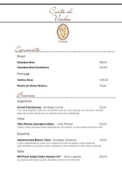 Carta de vinhos