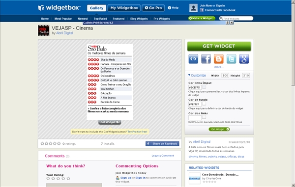 Novos widgets da Vejinha: Melhores Filmes