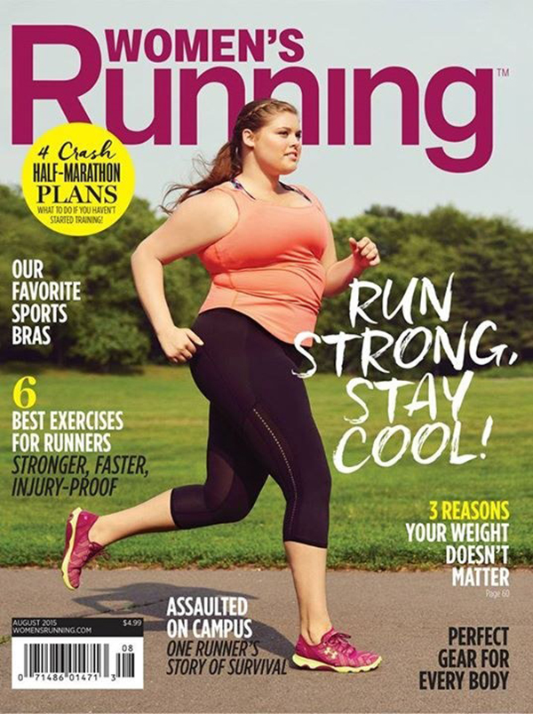 Esta modelo plus size é a estrela da capa de uma revista sobre corrida de rua