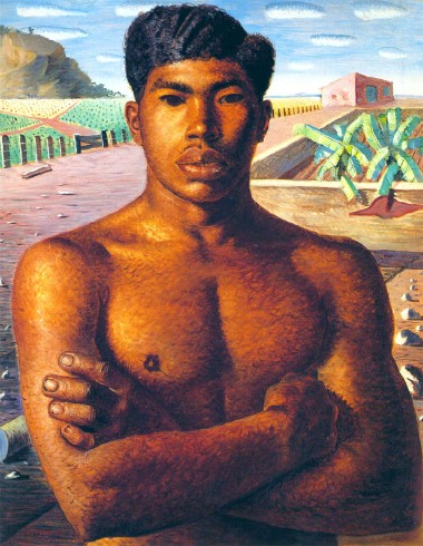 Tela Mestiço (1934), de Candido Portinari, que mostra um homem negro, em meio a uma plantação: pintor tem sua produção exibida em uma mostra imersiva no MIS Experience