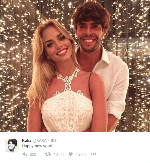 Kaká posta foto romântica para o réveillon