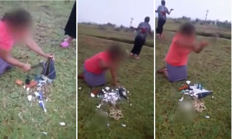 Mulher quebra imagem religiosa em ritual de igreja evangélica