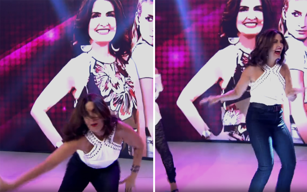 Com Claudia Leitte, Fátima Bernardes quase cai no “Encontro”